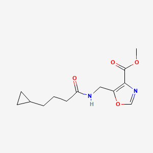 molecular formula C13H18N2O4 B7110222 Methyl 5-[(4-cyclopropylbutanoylamino)methyl]-1,3-oxazole-4-carboxylate 