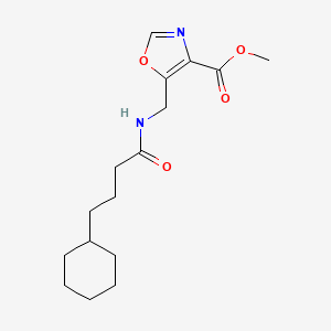 molecular formula C16H24N2O4 B7110236 Methyl 5-[(4-cyclohexylbutanoylamino)methyl]-1,3-oxazole-4-carboxylate 