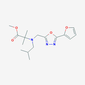 molecular formula C16H23N3O4 B7110344 Methyl 2-[[5-(furan-2-yl)-1,3,4-oxadiazol-2-yl]methyl-(2-methylpropyl)amino]-2-methylpropanoate 