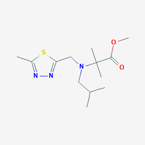 molecular formula C13H23N3O2S B7110351 Methyl 2-methyl-2-[2-methylpropyl-[(5-methyl-1,3,4-thiadiazol-2-yl)methyl]amino]propanoate 