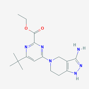 molecular formula C17H24N6O2 B7110403 Ethyl 4-(3-amino-1,4,6,7-tetrahydropyrazolo[4,3-c]pyridin-5-yl)-6-tert-butylpyrimidine-2-carboxylate 