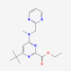 molecular formula C17H23N5O2 B7110433 Ethyl 4-tert-butyl-6-[methyl(pyrimidin-2-ylmethyl)amino]pyrimidine-2-carboxylate 