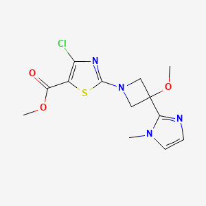 molecular formula C13H15ClN4O3S B7110533 Methyl 4-chloro-2-[3-methoxy-3-(1-methylimidazol-2-yl)azetidin-1-yl]-1,3-thiazole-5-carboxylate 