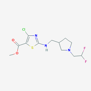 molecular formula C12H16ClF2N3O2S B7110560 Methyl 4-chloro-2-[[1-(2,2-difluoroethyl)pyrrolidin-3-yl]methylamino]-1,3-thiazole-5-carboxylate 