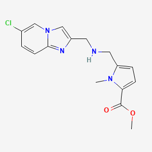 molecular formula C16H17ClN4O2 B7110974 Methyl 5-[[(6-chloroimidazo[1,2-a]pyridin-2-yl)methylamino]methyl]-1-methylpyrrole-2-carboxylate 