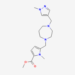 molecular formula C18H27N5O2 B7111414 Methyl 1-methyl-5-[[4-[(1-methylpyrazol-4-yl)methyl]-1,4-diazepan-1-yl]methyl]pyrrole-2-carboxylate 