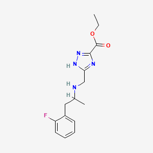 molecular formula C15H19FN4O2 B7111607 ethyl 5-[[1-(2-fluorophenyl)propan-2-ylamino]methyl]-1H-1,2,4-triazole-3-carboxylate 