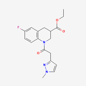 molecular formula C18H20FN3O3 B7111803 ethyl 6-fluoro-1-[2-(1-methylpyrazol-3-yl)acetyl]-3,4-dihydro-2H-quinoline-3-carboxylate 