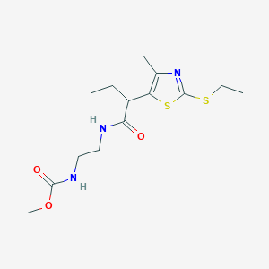 molecular formula C14H23N3O3S2 B7112098 methyl N-[2-[2-(2-ethylsulfanyl-4-methyl-1,3-thiazol-5-yl)butanoylamino]ethyl]carbamate 