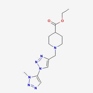 molecular formula C14H21N7O2 B7112592 Ethyl 1-[[1-(3-methyltriazol-4-yl)triazol-4-yl]methyl]piperidine-4-carboxylate 