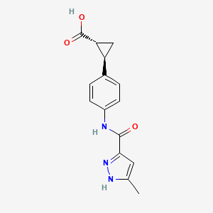 (1R,2R)-2-[4-[(5-methyl-1H-pyrazole-3-carbonyl)amino]phenyl]cyclopropane-1-carboxylic acid