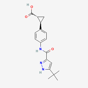 (1R,2R)-2-[4-[(5-tert-butyl-1H-pyrazole-3-carbonyl)amino]phenyl]cyclopropane-1-carboxylic acid