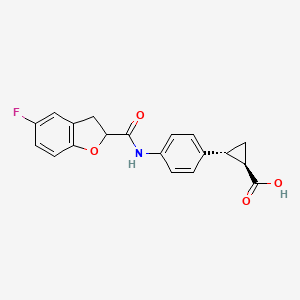 (1R,2R)-2-[4-[(5-fluoro-2,3-dihydro-1-benzofuran-2-carbonyl)amino]phenyl]cyclopropane-1-carboxylic acid