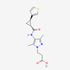 3-[3,5-dimethyl-4-[[(1R,2R)-2-thiophen-3-ylcyclopropanecarbonyl]amino]pyrazol-1-yl]propanoic acid