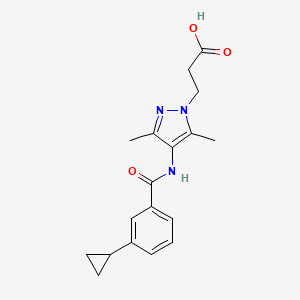 3-[4-[(3-Cyclopropylbenzoyl)amino]-3,5-dimethylpyrazol-1-yl]propanoic acid