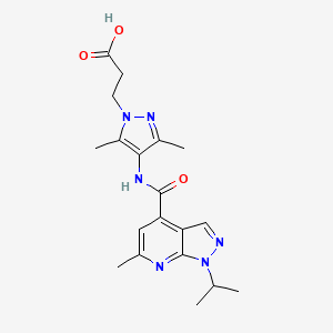 3-[3,5-Dimethyl-4-[(6-methyl-1-propan-2-ylpyrazolo[3,4-b]pyridine-4-carbonyl)amino]pyrazol-1-yl]propanoic acid