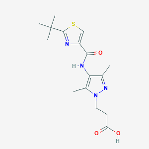 3-[4-[(2-Tert-butyl-1,3-thiazole-4-carbonyl)amino]-3,5-dimethylpyrazol-1-yl]propanoic acid