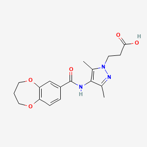 3-[4-(3,4-dihydro-2H-1,5-benzodioxepine-7-carbonylamino)-3,5-dimethylpyrazol-1-yl]propanoic acid