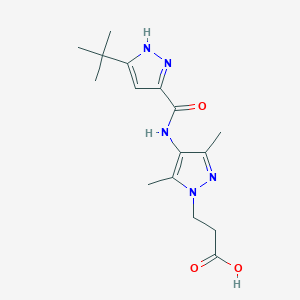 3-[4-[(5-tert-butyl-1H-pyrazole-3-carbonyl)amino]-3,5-dimethylpyrazol-1-yl]propanoic acid