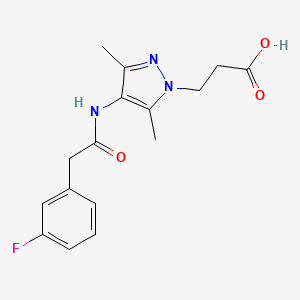 3-[4-[[2-(3-Fluorophenyl)acetyl]amino]-3,5-dimethylpyrazol-1-yl]propanoic acid