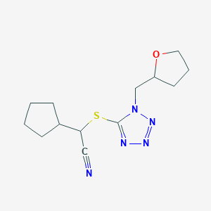 2-Cyclopentyl-2-[1-(oxolan-2-ylmethyl)tetrazol-5-yl]sulfanylacetonitrile