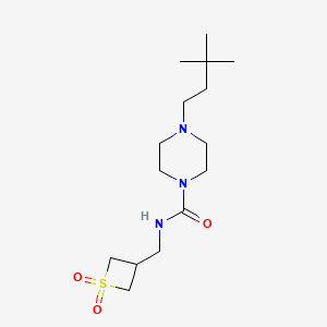 4-(3,3-dimethylbutyl)-N-[(1,1-dioxothietan-3-yl)methyl]piperazine-1-carboxamide