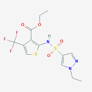 molecular formula C13H14F3N3O4S2 B7114591 Ethyl 2-[(1-ethylpyrazol-4-yl)sulfonylamino]-4-(trifluoromethyl)thiophene-3-carboxylate 