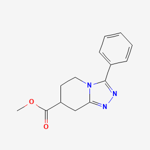 molecular formula C14H15N3O2 B7114612 Methyl 3-phenyl-5,6,7,8-tetrahydro-[1,2,4]triazolo[4,3-a]pyridine-7-carboxylate 