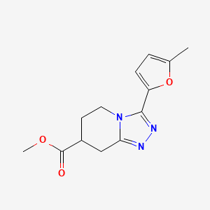 molecular formula C13H15N3O3 B7114621 Methyl 3-(5-methylfuran-2-yl)-5,6,7,8-tetrahydro-[1,2,4]triazolo[4,3-a]pyridine-7-carboxylate 