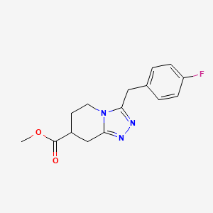 molecular formula C15H16FN3O2 B7114677 Methyl 3-[(4-fluorophenyl)methyl]-5,6,7,8-tetrahydro-[1,2,4]triazolo[4,3-a]pyridine-7-carboxylate 