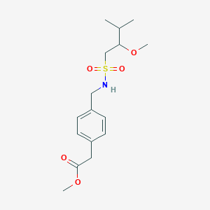 molecular formula C16H25NO5S B7115401 Methyl 2-[4-[[(2-methoxy-3-methylbutyl)sulfonylamino]methyl]phenyl]acetate 