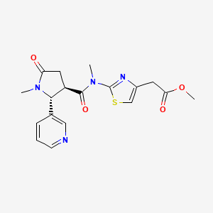 molecular formula C18H20N4O4S B7115483 methyl 2-[2-[methyl-[(2R,3R)-1-methyl-5-oxo-2-pyridin-3-ylpyrrolidine-3-carbonyl]amino]-1,3-thiazol-4-yl]acetate 