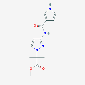 molecular formula C13H16N4O3 B7116272 methyl 2-methyl-2-[3-(1H-pyrrole-3-carbonylamino)pyrazol-1-yl]propanoate 