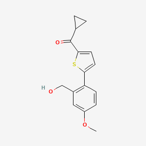 molecular formula C16H16O3S B7117071 Cyclopropyl-[5-[2-(hydroxymethyl)-4-methoxyphenyl]thiophen-2-yl]methanone 