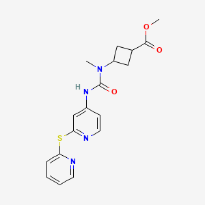 molecular formula C18H20N4O3S B7117144 Methyl 3-[methyl-[(2-pyridin-2-ylsulfanylpyridin-4-yl)carbamoyl]amino]cyclobutane-1-carboxylate 