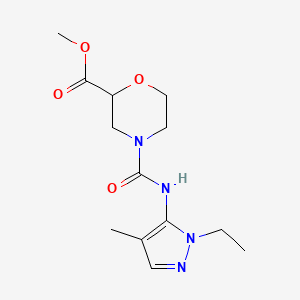 molecular formula C13H20N4O4 B7117264 Methyl 4-[(2-ethyl-4-methylpyrazol-3-yl)carbamoyl]morpholine-2-carboxylate 