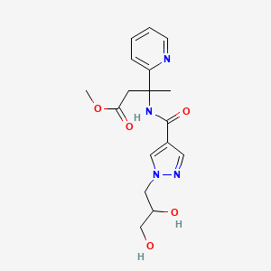 molecular formula C17H22N4O5 B7117552 Methyl 3-[[1-(2,3-dihydroxypropyl)pyrazole-4-carbonyl]amino]-3-pyridin-2-ylbutanoate 