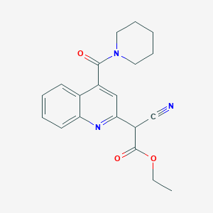 molecular formula C20H21N3O3 B071182 Ethyl alpha-cyano-4-(1-piperidinylcarbonyl)-2-quinolineacetate CAS No. 194713-20-7