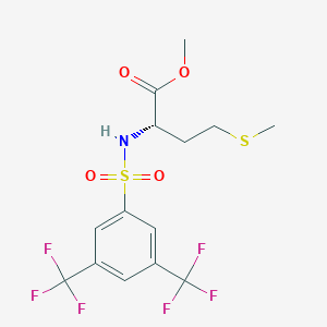 molecular formula C14H15F6NO4S2 B071183 N-[3,5-Bis(trifluoromethyl)benzenesulfonyl]-L-methionine methyl ester CAS No. 175202-21-8