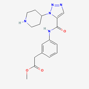 molecular formula C17H21N5O3 B7119086 Methyl 2-[3-[(3-piperidin-4-yltriazole-4-carbonyl)amino]phenyl]acetate 