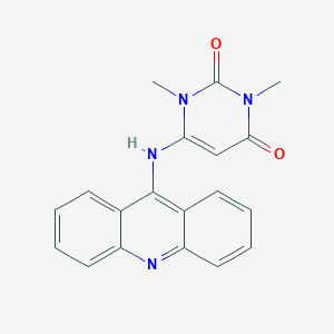 molecular formula C19H16N4O2 B071197 Pyrimidine-2,4(1H,3H)-dione, 1,3-dimethyl-6-(9-acridinylamino)- CAS No. 186318-57-0