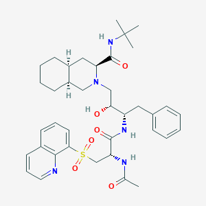 molecular formula C38H51N5O6S B071204 3-Isoquinolinecarboxamide, 2-(3-((2-(acetylamino)-1-oxo-3-(8-quinolinylsulfonyl)propyl)amino)-2-hydroxy-4-phenylbutyl)-N-(1,1-dimethylethyl)decahydro-, (3S-(2(2S*,3R*(R*)),3a,4ab,8ab))- CAS No. 173918-19-9