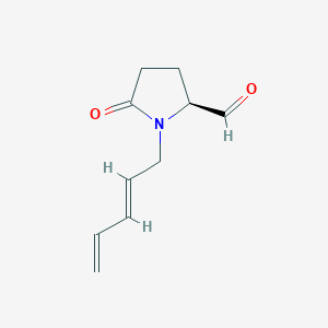 molecular formula C10H13NO2 B071215 (2S)-5-oxo-1-[(2E)-penta-2,4-dienyl]pyrrolidine-2-carbaldehyde CAS No. 191098-87-0