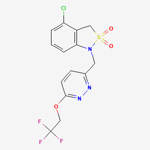 4-chloro-1-[[6-(2,2,2-trifluoroethoxy)pyridazin-3-yl]methyl]-3H-2,1-benzothiazole 2,2-dioxide