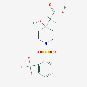 2-[4-Hydroxy-1-[2-(trifluoromethyl)phenyl]sulfonylpiperidin-4-yl]-2-methylpropanoic acid