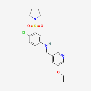 4-chloro-N-[(5-ethoxypyridin-3-yl)methyl]-3-pyrrolidin-1-ylsulfonylaniline