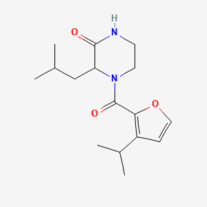 3-(2-Methylpropyl)-4-(3-propan-2-ylfuran-2-carbonyl)piperazin-2-one