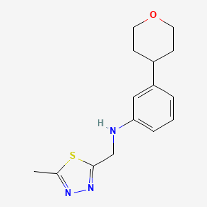 N-[(5-methyl-1,3,4-thiadiazol-2-yl)methyl]-3-(oxan-4-yl)aniline