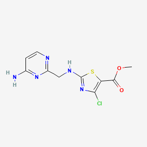 molecular formula C10H10ClN5O2S B7125925 Methyl 2-[(4-aminopyrimidin-2-yl)methylamino]-4-chloro-1,3-thiazole-5-carboxylate 