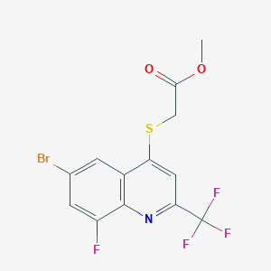 molecular formula C13H8BrF4NO2S B7126329 Methyl 2-[6-bromo-8-fluoro-2-(trifluoromethyl)quinolin-4-yl]sulfanylacetate 